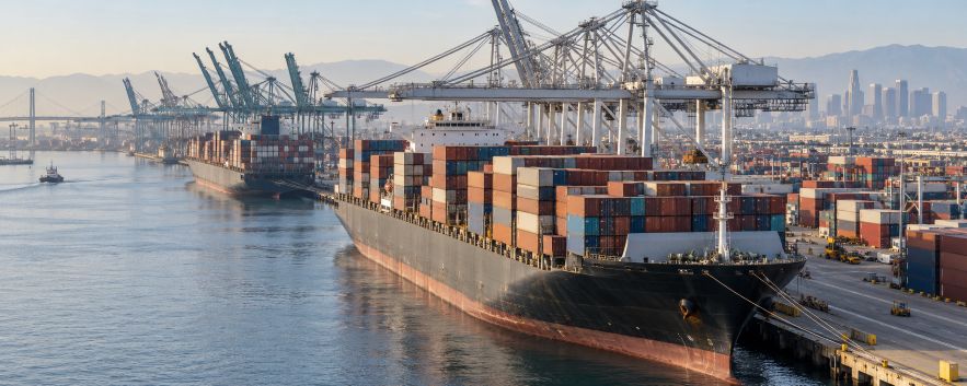 container ships and stacked shipping containers